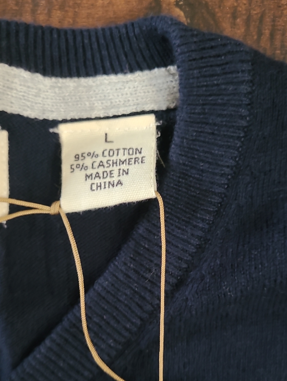 Weatherproof Men's Navy V-Neck Sweater Cotton Cashmere Blend Size Large - Picture 4 of 9